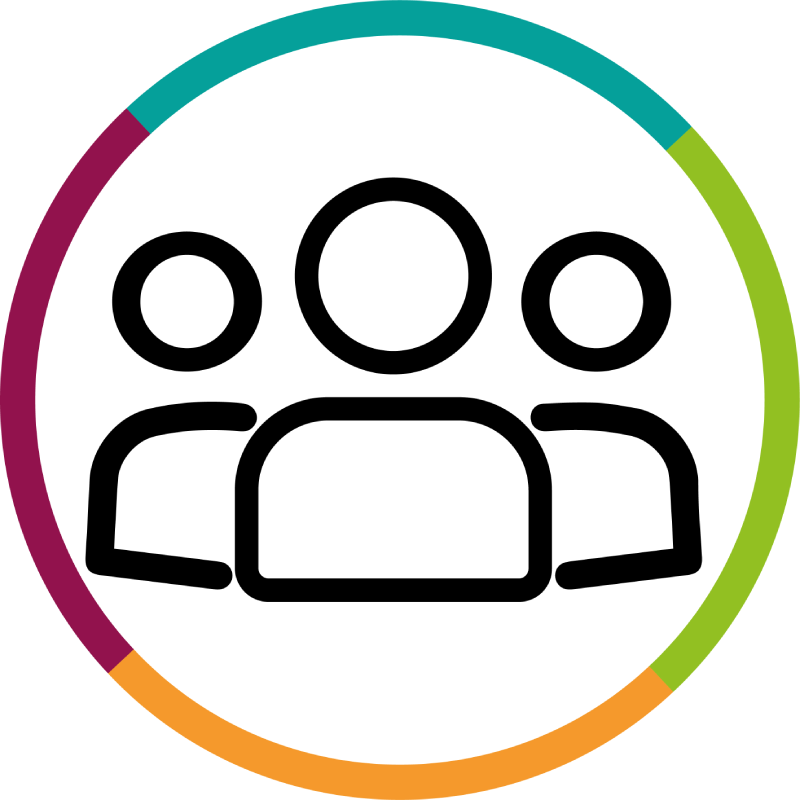 a logo depicting people